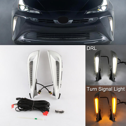 LED DRL Daytime Running Light Fog Lamps W/Wiring for for Toyota Prius 2019-2020