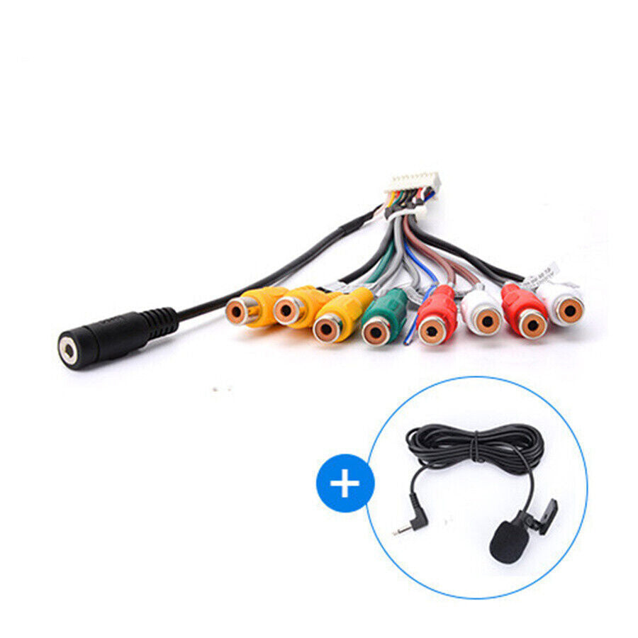 Car for SUV Stereo Radio RCA Output Wire Aux-in Adapter Cable 20 Pin +Mic Universal