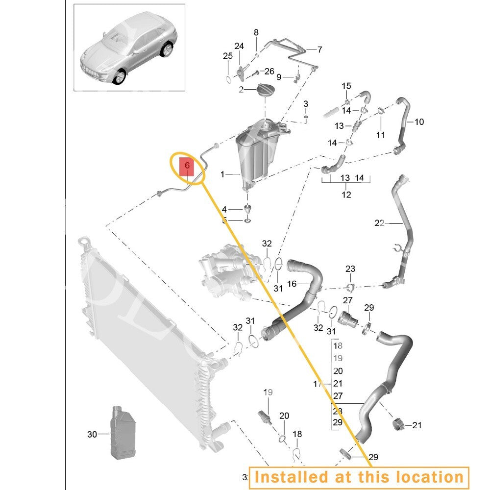 Equipment Manufacturer ( ) for coolant reservoir hoses in for Porsche Macan 2.0: 95B122447F