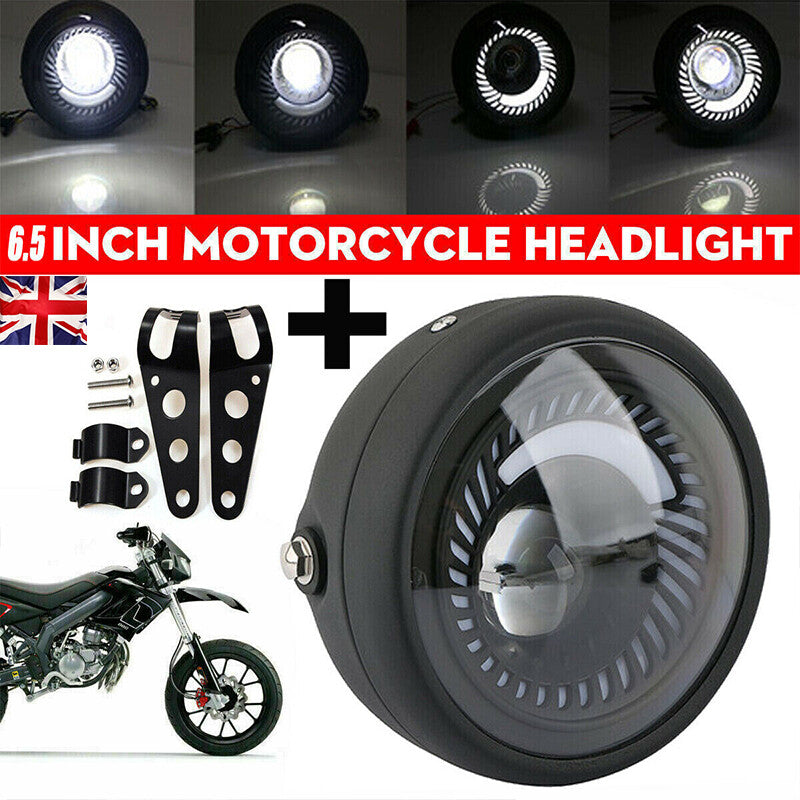 Motorcycle Front 6.5 Motorbike Headlight lamp+Bracket For Cafe Racer LED