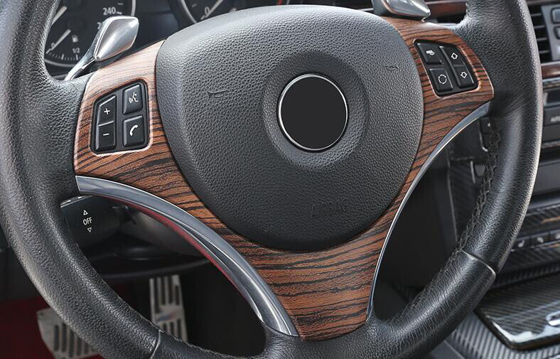 for BMW 3-Series E90 2005 2006-2012 Wood Grain Steering Wheel Frame Cover Trim