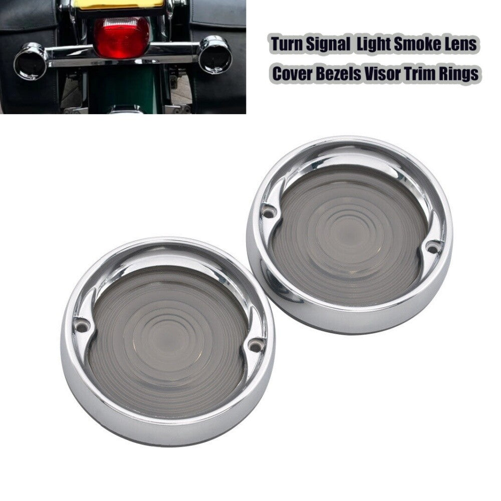 Flat Turn Signal Light Lens Cover 3 1/4Bezels Visor Rings for Harley 1986-later