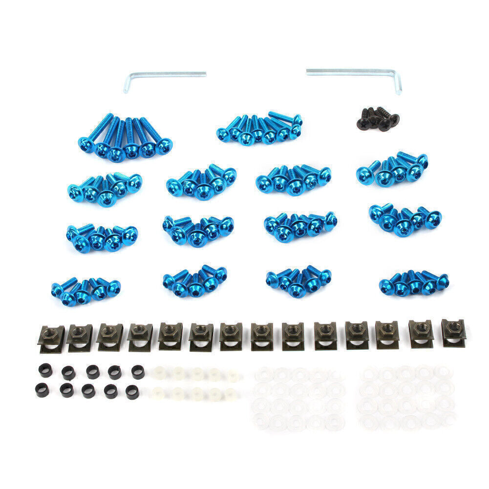 for Kawasaki ZX6R ZX-7R ZX9R ZX14 Fairing Bolt Kit Bodywork Screws BLUE