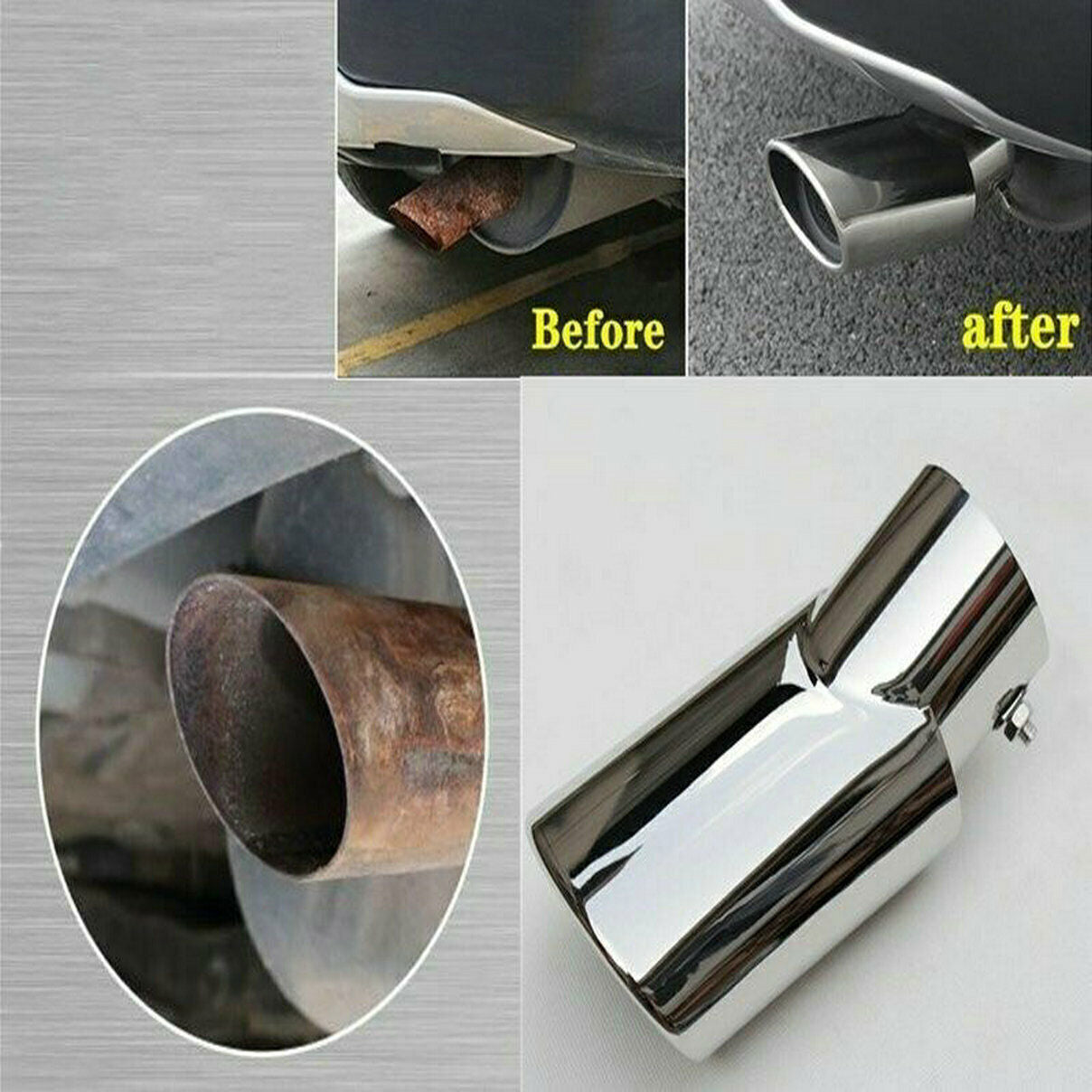 For 2014-19 for Toyota Highlander Stainless Rear Exhaust Muffler Tip End Pipe Trim