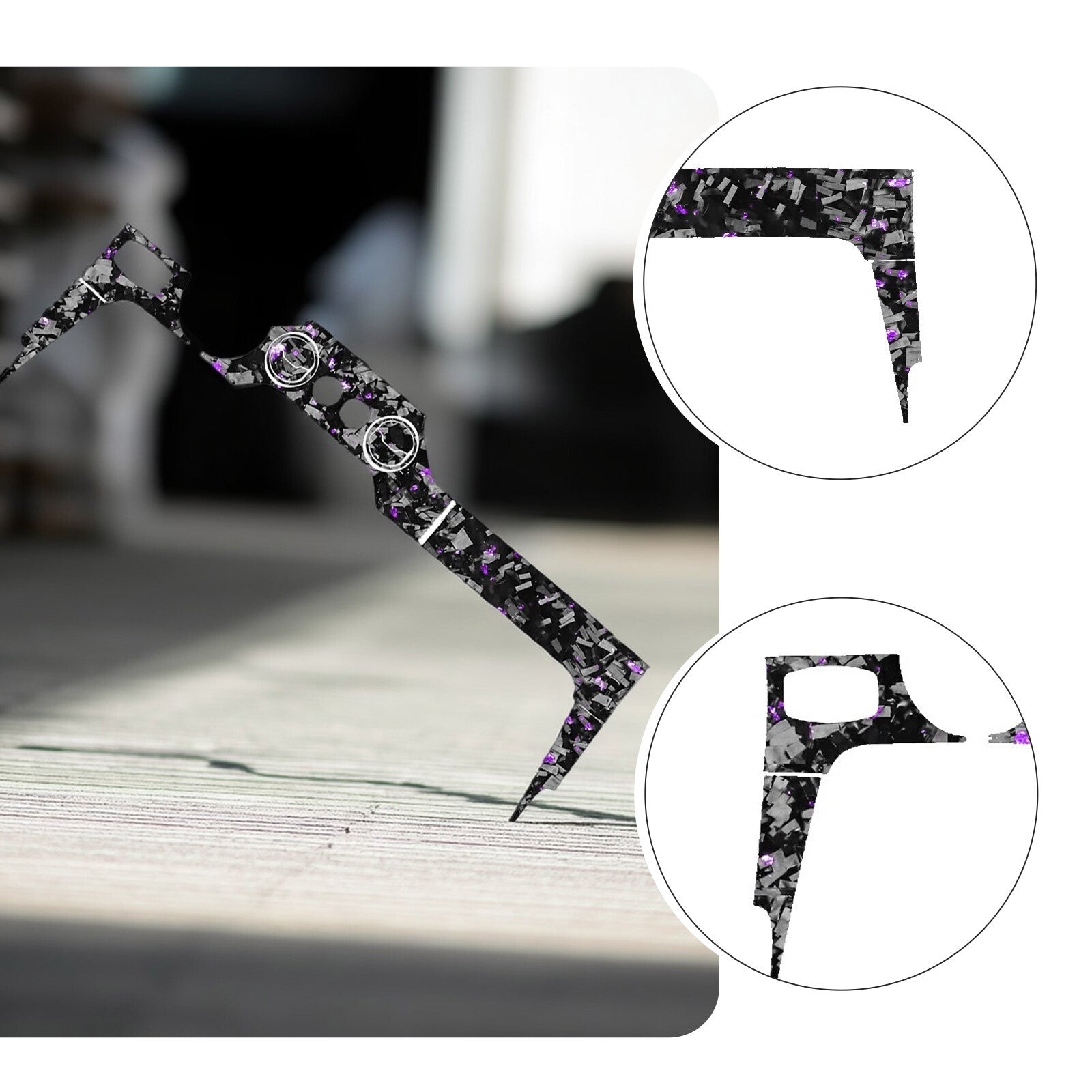 Purple Forged Carbon Fiber Console Dashboard Cover for Ford for Mustang GT 15-22 11x