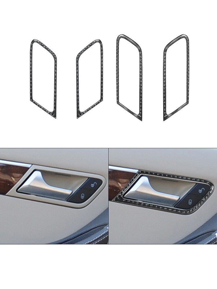 for Mercedes R-Class 2009-2012 4Pcs Door Handle Frame Trim Cover Carbon Fiber