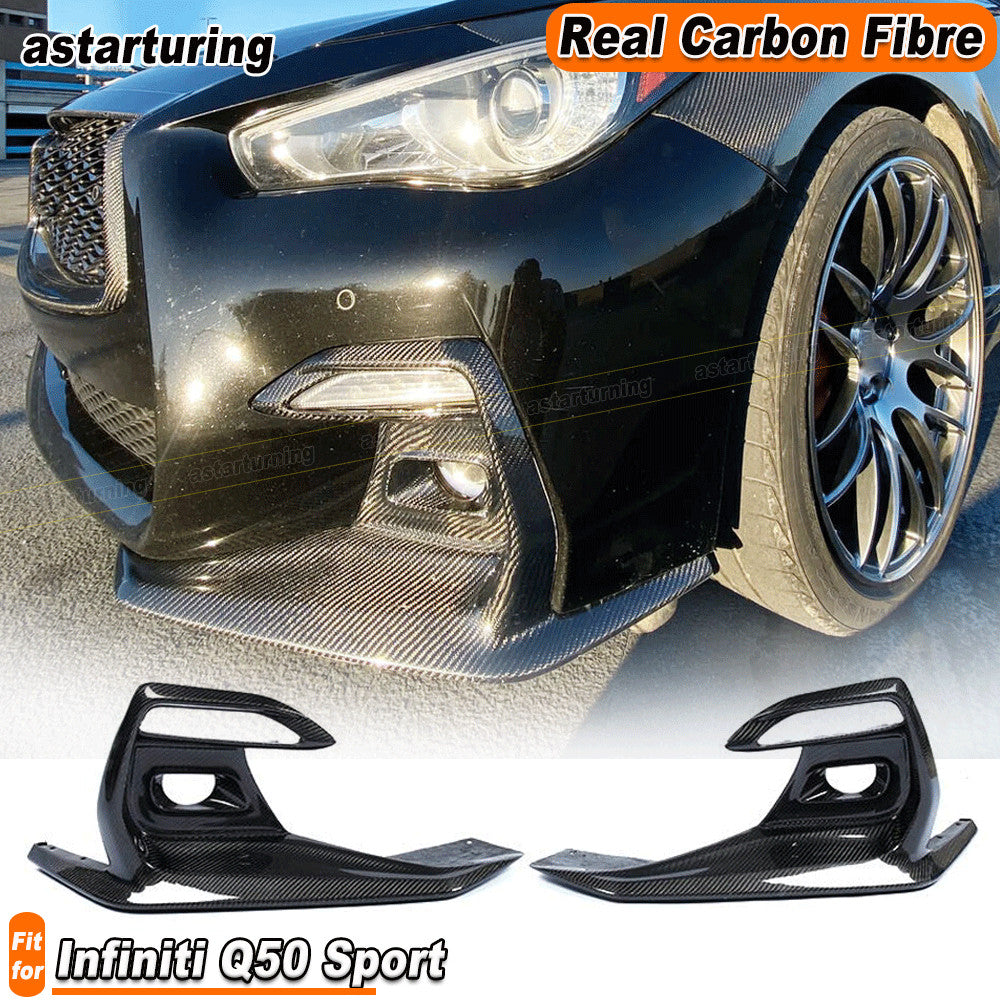 for Infiniti Q50 Sport 2018-2020 REAL Carbon Fiber Fog Light Cover Grill Bezel
