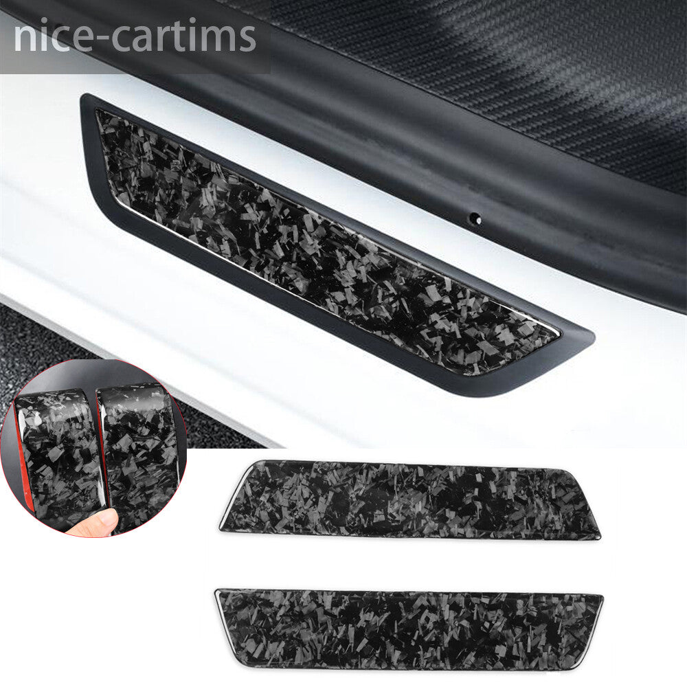 Forged Carbon Fiber Rear Door Sill Scuff Guard Cover for Tesla Model 3 Y 2017-23