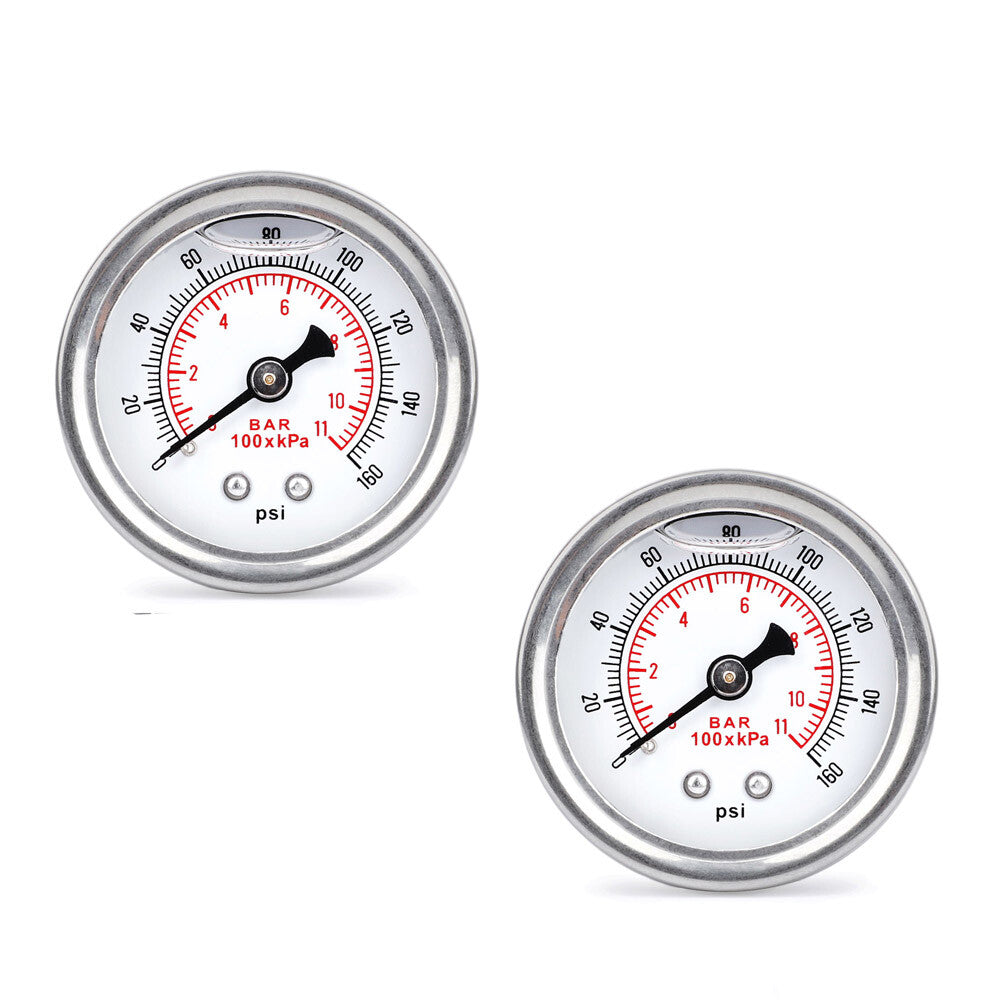 2Pcs Adjustable 0-160 PSI Fuel Oil Pressure Regulator Gauge 1/8 NPT Universal
