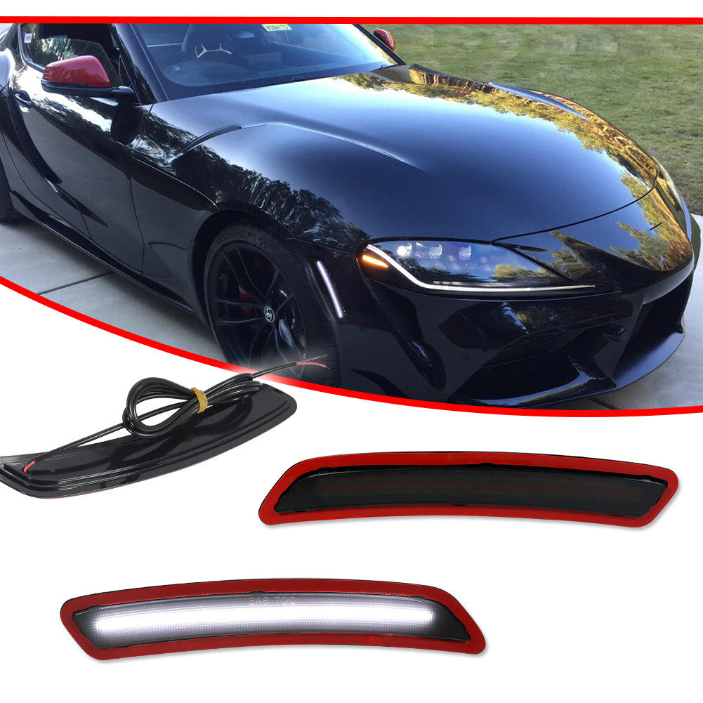 [Full LED] Front White Smoked Side Marker Lights Package for 2020+ for Toyota GR Supra