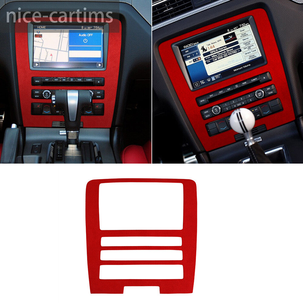 Suede Wine Red Central Control Navigation CD Panel Trim for Ford for Mustang 2009-13