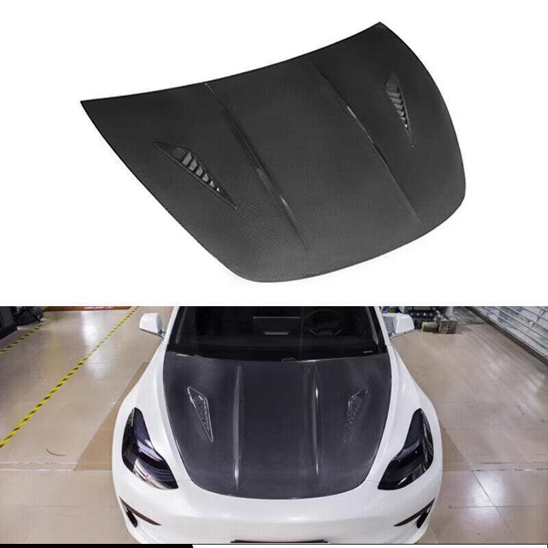 Carbon fiber engine hood panel cover suitable for 2017, 2018, 2019, and 2020 for Tesla Model 3.