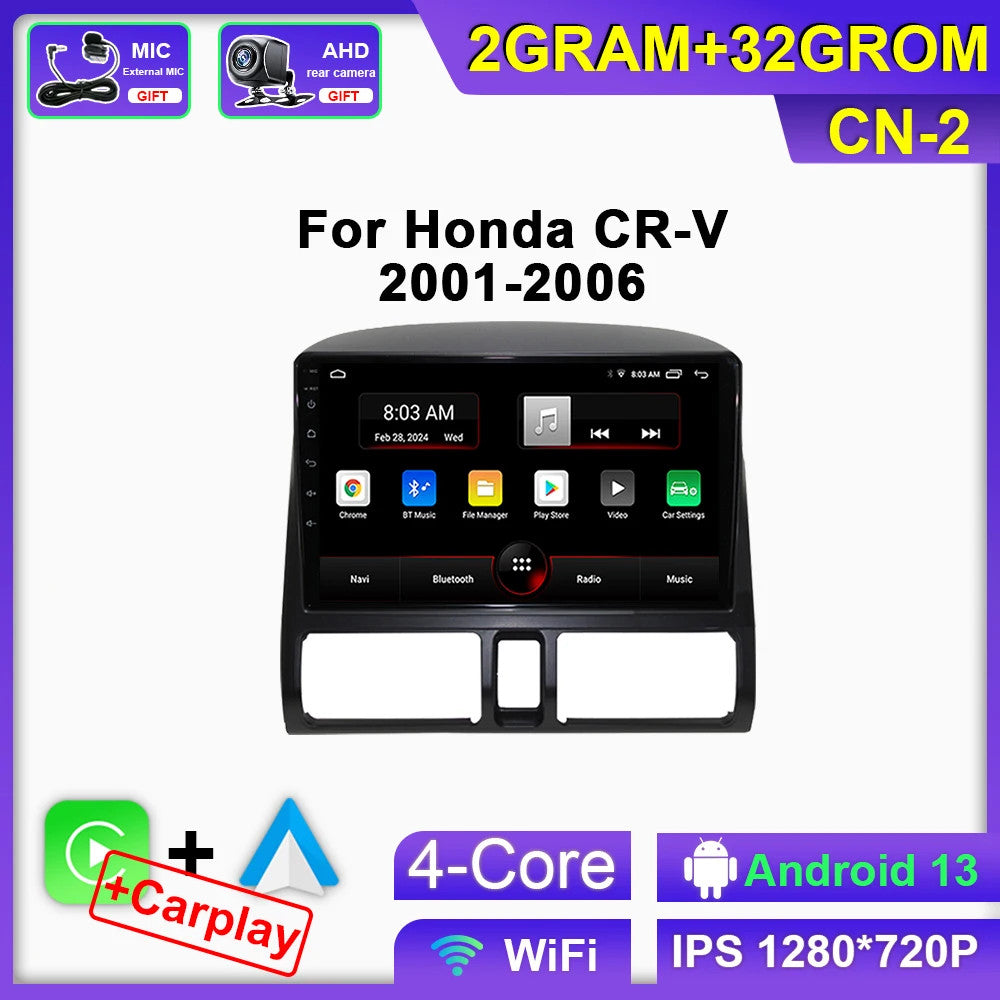 Android CarPlay Car Radio for Honda for CR-V CRV 2 GPS Stereo Video Player Screen