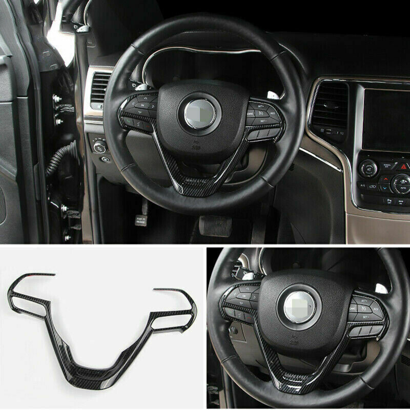 for Jeep Grand Cherokee 2014-2020 Carbon Fiber Steering Wheel Button Cover Trim