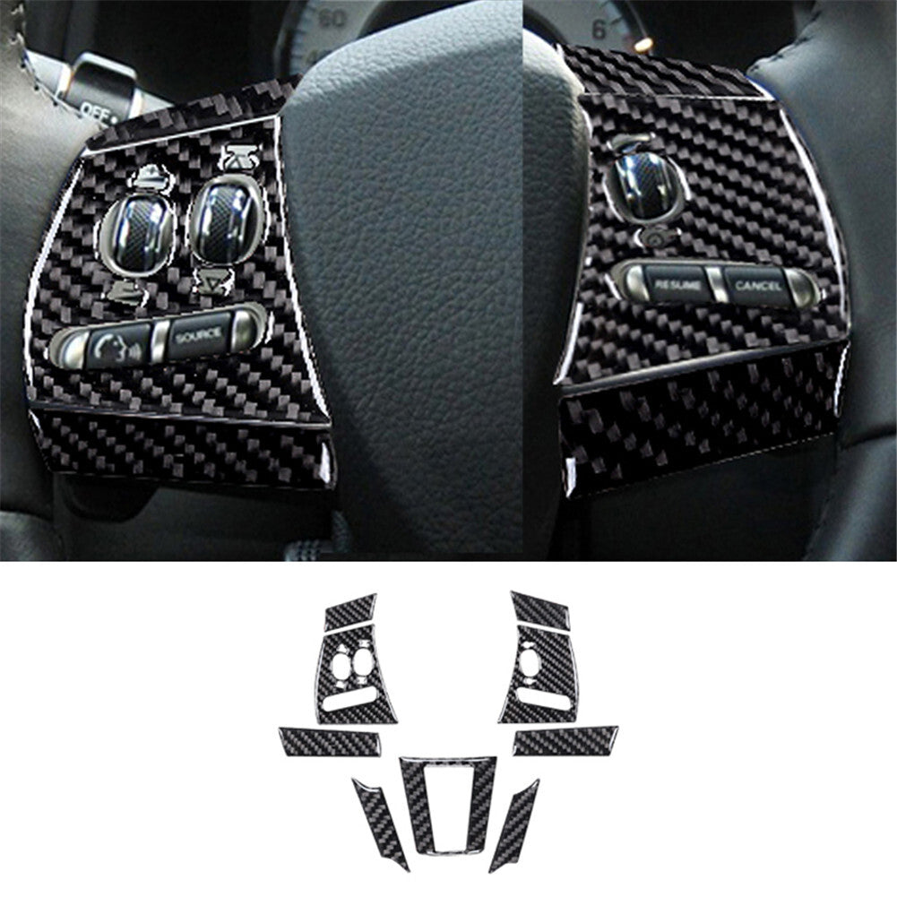 9x for Jaguar XF 2009-2011 Interior Steering Wheel Decor Trim Cover Carbon Fiber