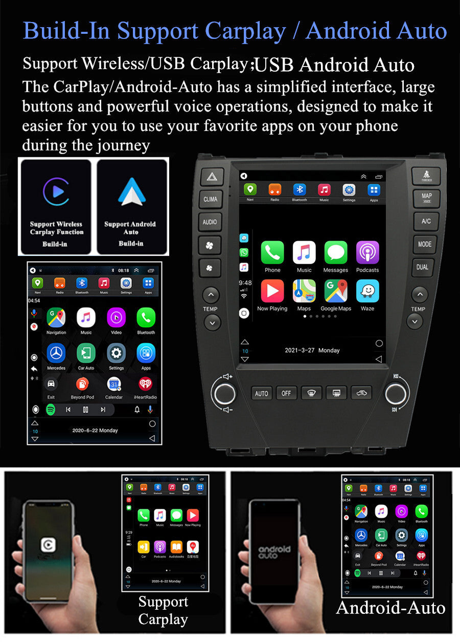 9.7 Android 11 Stereo Radio GPS For 2006-12 for Lexus ES Series ES330 ES350 Carplay