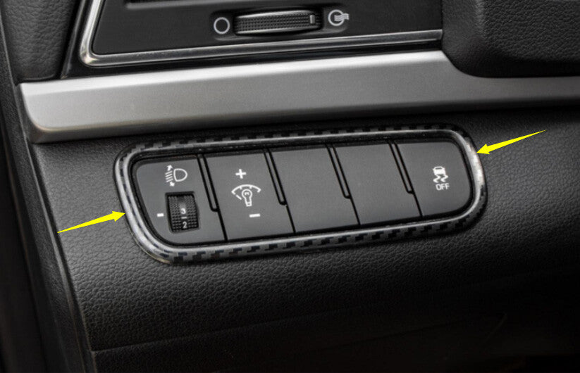 for Hyundai for Elantra 2017-20 Steel Carbon Fiber Headlight Button Frame Cover Trim