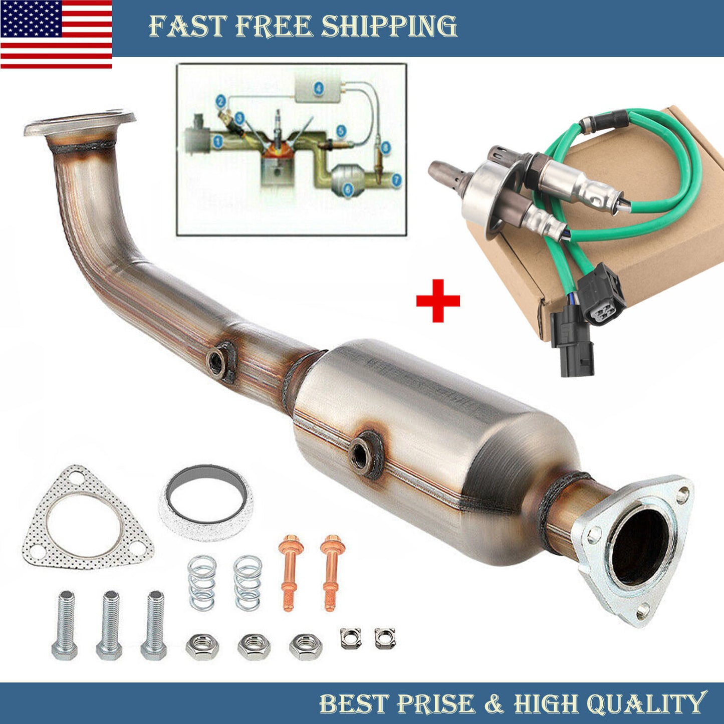 Catalytic Converter with UpDownstream O2 Sensor for 07-09 for Honda CRV CR-V 2.4L