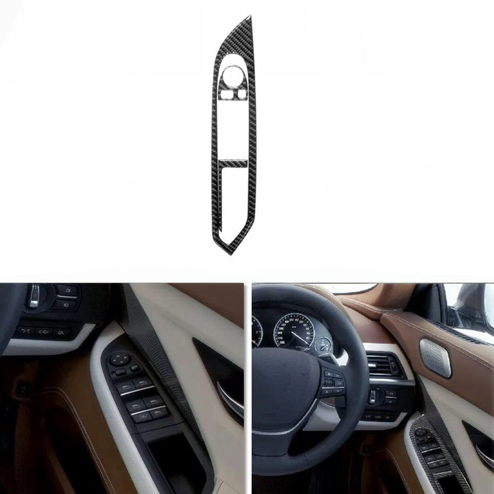 3Pcs Carbon Fiber Driver Window Switch Cover Trim for BMW 6 Series F12 F13 RHD