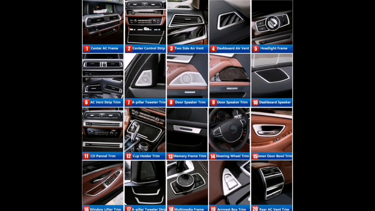 2Pcs Stainless Steel for BMW 5 Series F10 Car Center Console U Cover Trim Strips