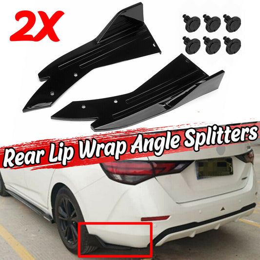 Rear Bumper Lip Spoiler Cap Splitter Valance Spats Aprons Gloss Black Universal