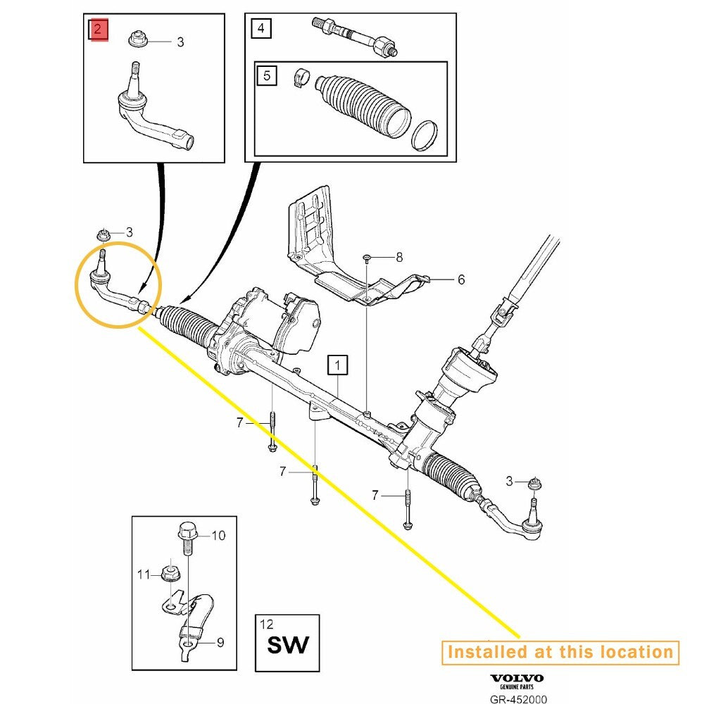 for Volvo XC60, external ball joint (L) : 31476317