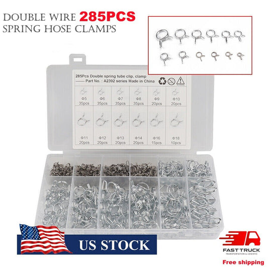 new 285x 5-18 mm flexible hose double spring clip kit for wires and fuel lines
