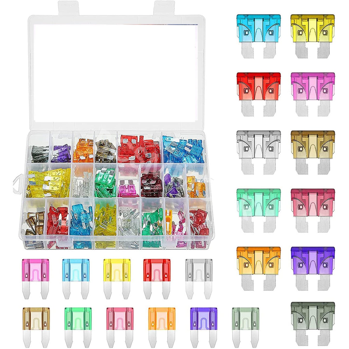 Medium Small Car Fuse Assortment Assorted Kit Blade Auto 300Pcs Truck Motorcycle