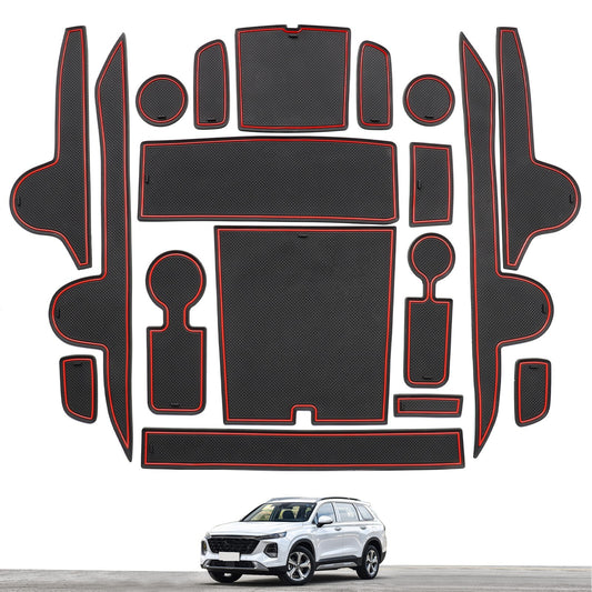 Non-Slip Gate Slot Pad for Hyundai SantaFe 2023 2024 Cup Mat Car Accessories RED