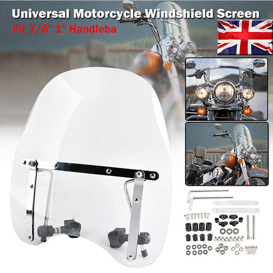7/8'' 1'' Motorcycle Screen Windscreen Windshield Deflector Large Bars Universal