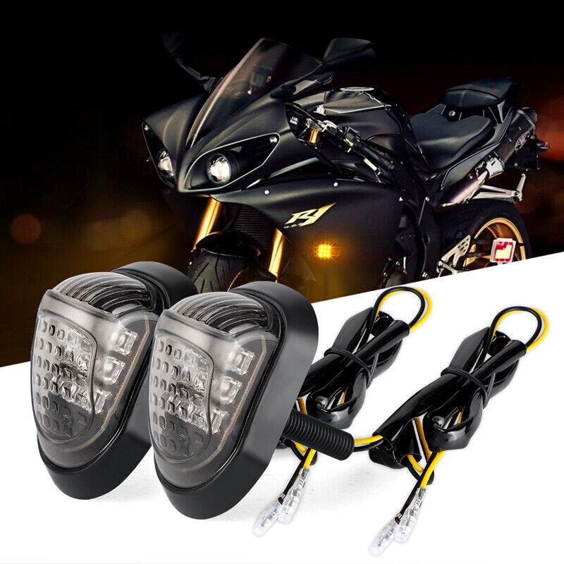 2x Motorcycle 9 LED Flush Mount Turn Signals Indicator Blinker Amber Light Black