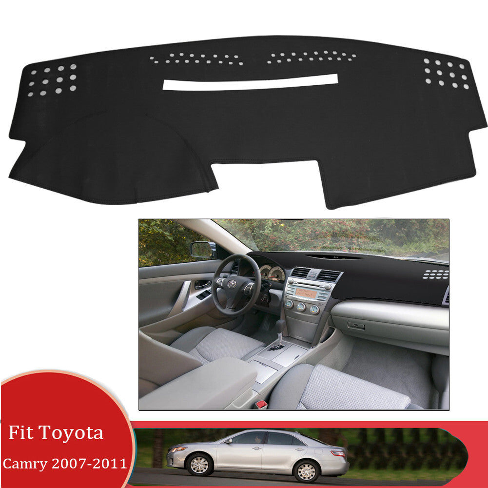 Fit For 2007-2011 for Toyota for Camry Black Non-Slip Leather Dashboard Cover Dashmat