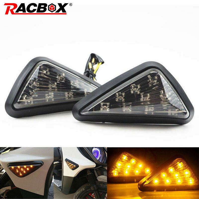 2PC Smoke Motorcycle Flush Mount LED Turn Signals Amber Indicator Blinker Light