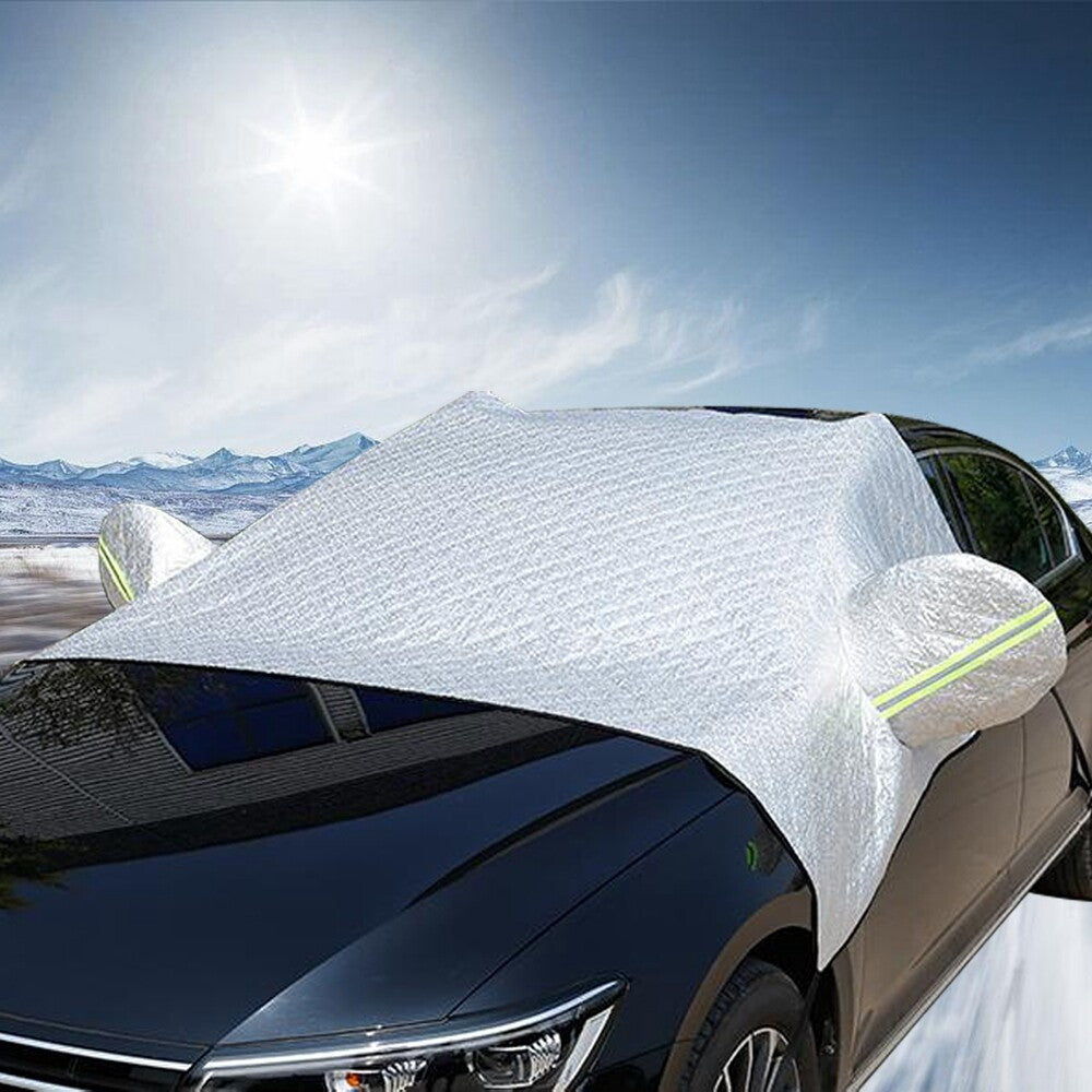2.2x1.45m Car Sedan Windshield Cover All Weather 4-season Car Cover Snow Silver