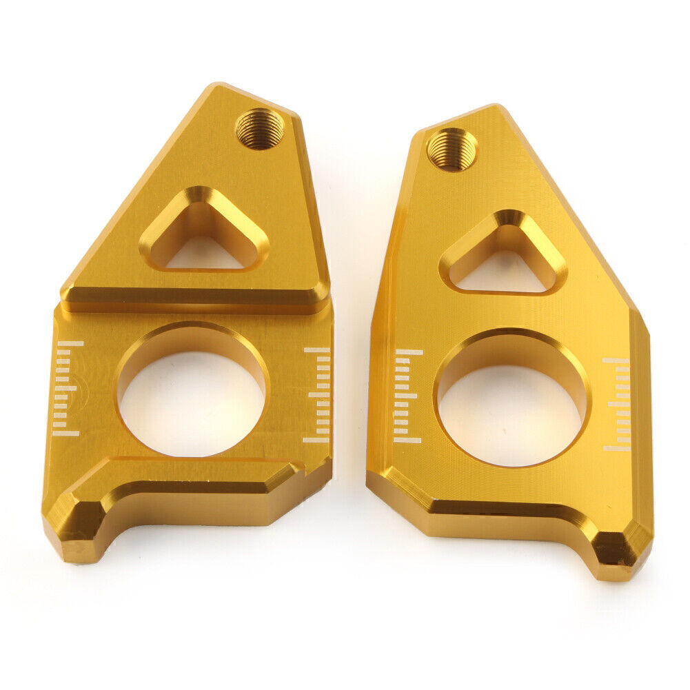 Axle Spindle Chain Adjuster Blocks Fit for Yamaha YZF R1 FZ8 FZ1 TMAX 530 Gold