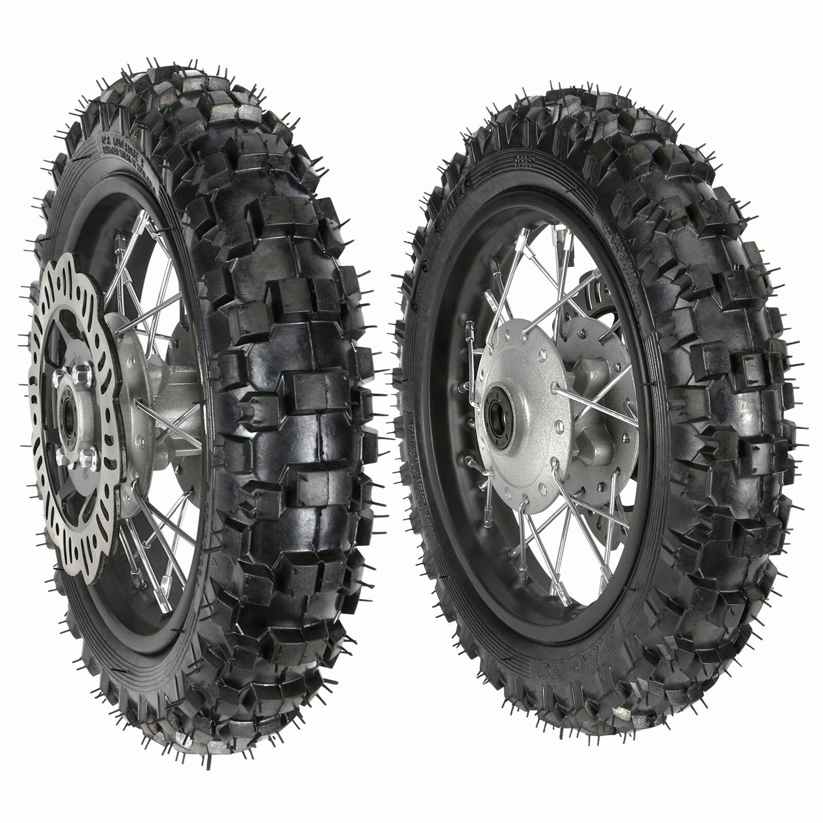 10-inch front and rear tires, 2.50-10/3.00-10 rims, disc brakes, F50 SSR 110cc XR50