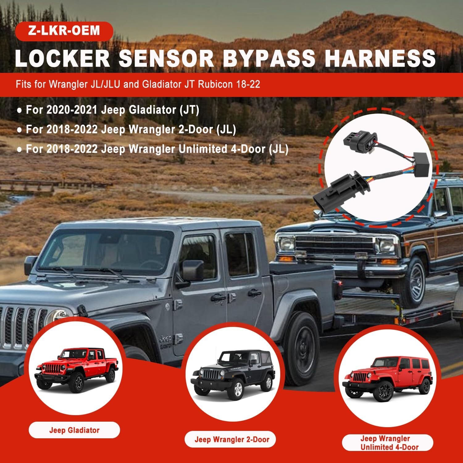 Locker Sensor Bypass Harness Z-LKR- for Jeep for Wrangler JLGladiator JT 18-23
