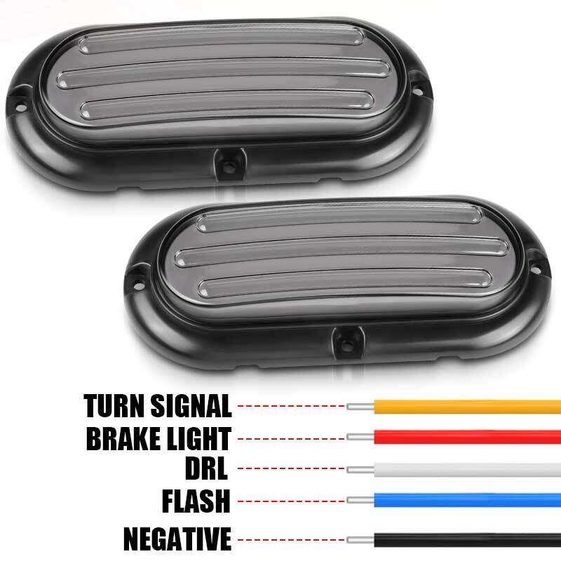 2X Oval LED Turn Tail Rear Brake Stop Lights Amber+Red Flowing DRL Trailer Truck