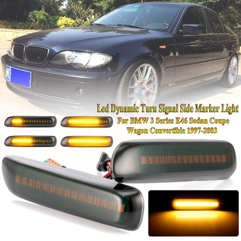 A pair of LED dynamic side marker turn signals are suitable for BMW 3 Series E46 1998 - 2003.