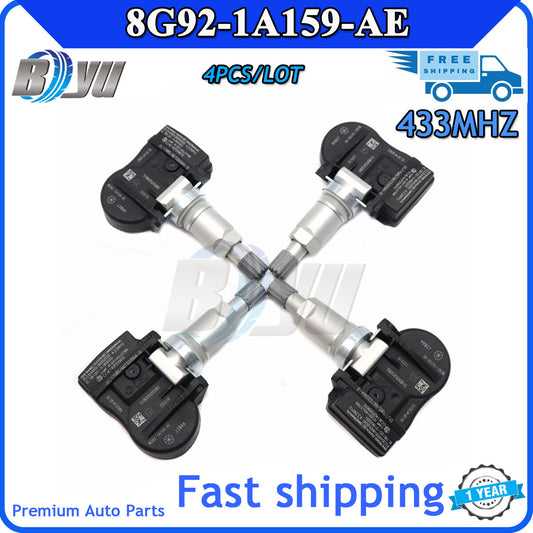 Tire pressure sensor TPMS 8G92-1A159-AE 433MH, 4 new units for Volvo , for Peugeot , for Citro?n .