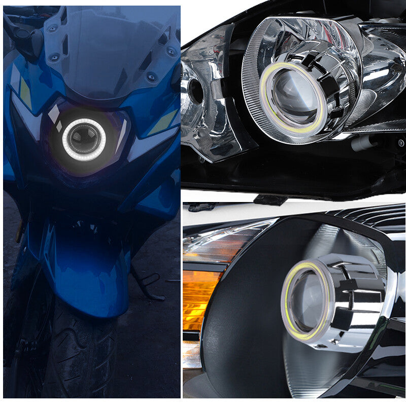 Pair 2.5 Bi Xenon HID Projector Lens LED Angel Eye White Headlight Retrofit LHD