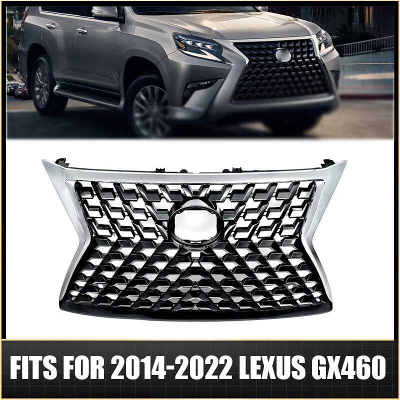 Fits For 2014-2022 for Lexus GX460 Front Upper Grille Chrome Black