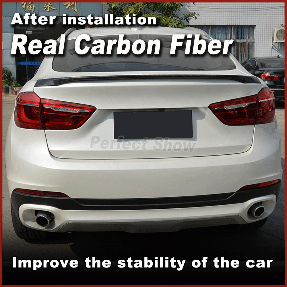 Fit for BMW X6 F16 SUV 2015-2017 REAL CARBON Rear Trunk Boot Lip Wing Spoiler