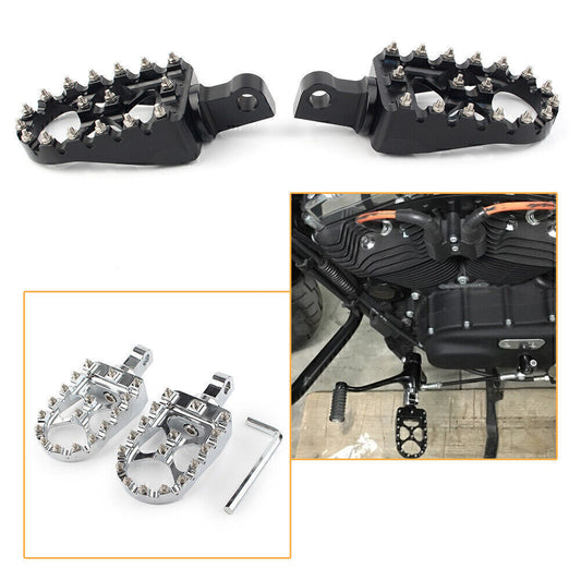 Pair Wide Foot Peg MX Style for Harley Dyna Sportster Iron 883 Fatboy Bobber
