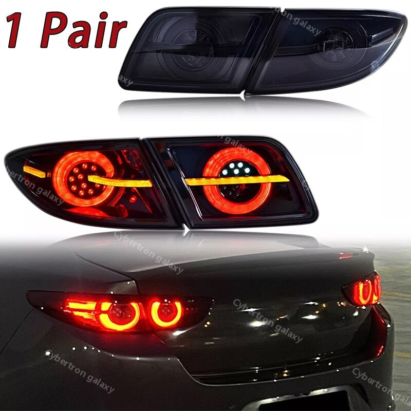 Black LED Sequential Rear TailLights for Mazda 6 2003-2008 Sedan Animation