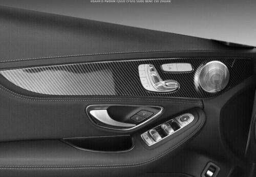 for Benz C-Class C300 C43 C63 2015-21 Carbon Fiber ABS Inner Door Cover Trim 4x