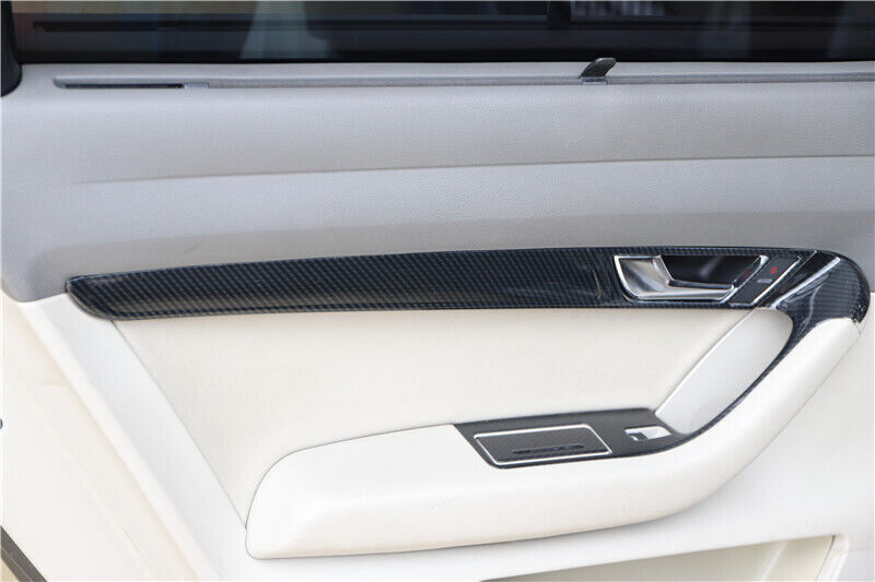 Inner Door Panel Cover Trim 4PCS Fit for Audi A6L 2005-2011 Black Carbon Fiber