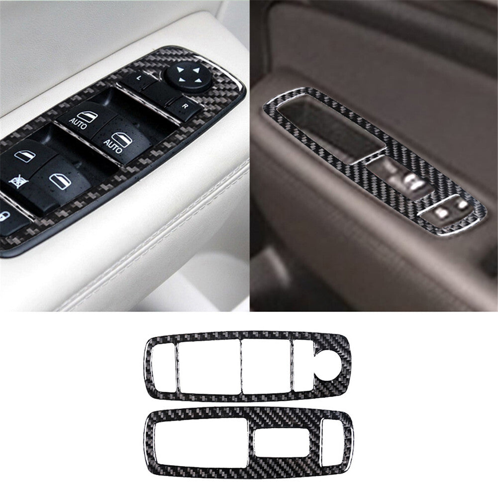 2X Carbon Fiber Front Window Control Panel Cover Trim for Chrysler 200 2015-2017