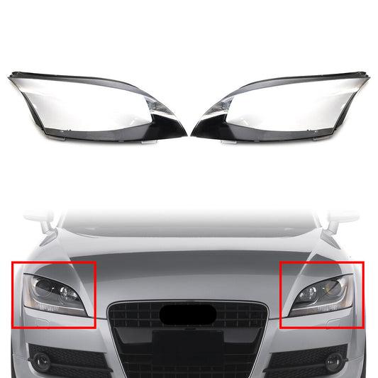 Front Headlight Lens Cover Lampshade 2PCS for Audi TT Roadster 2008-2014 Clear