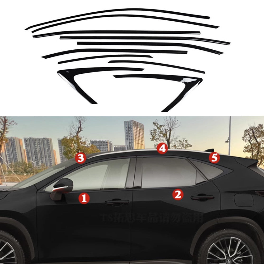Black Window Frame Molding Strip Cover Decor For 2022-2024 for Lexus NX 250 350 350H